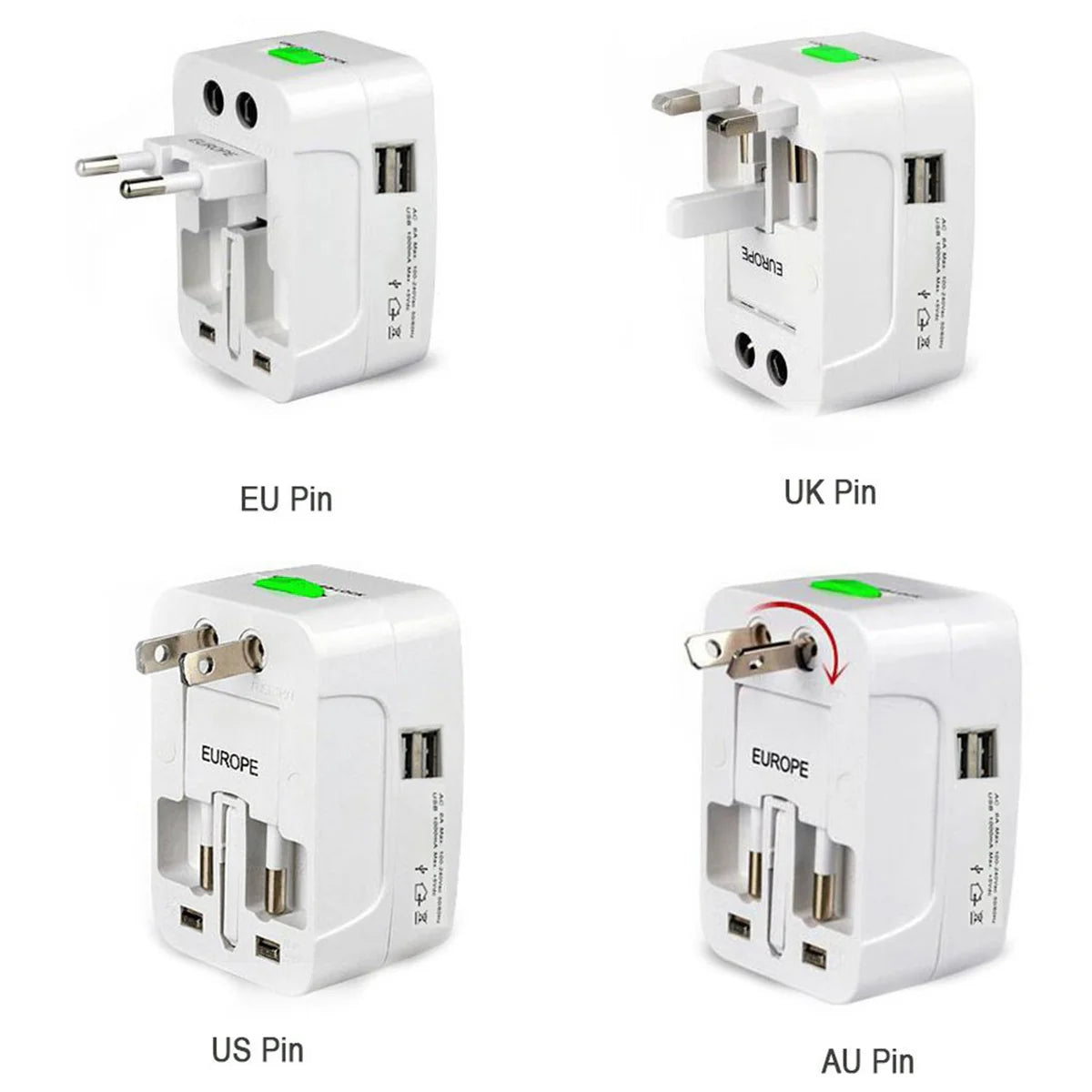Universal Worldwide Travel Adapter Plug with USB